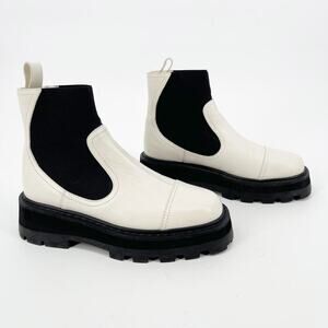 Jimmy Choo Clayton White Leather Chunky Platform Chelsea Boot women's IT 36.5
